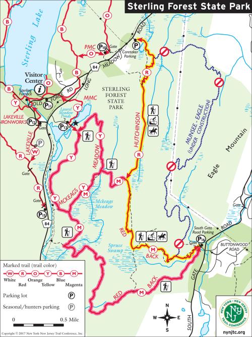 Updated Sterling Forest State Park map shows multi-use trails.